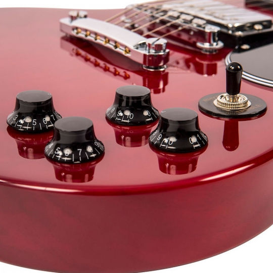 Vintage VS6 ReIssued Chitară Electrică cu HH Configurație Doze Cherry Red