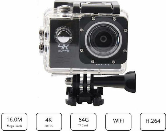 SportsC DV Action Camera 4K Ultra HD Υποβρύχια (με Θήκη) και Wi-Fi Μαύρη