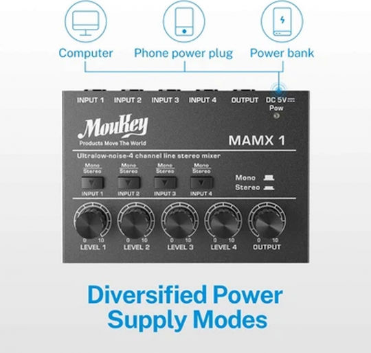 Moukey MAMX-1 Analog Mixer 4 Channels