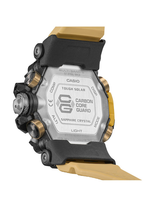 Casio G-Shock Mudmaster Men's Watch 54mm Solar with Beige Rubber Strap