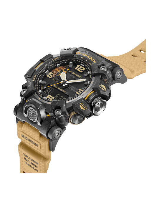 Casio G-Shock Mudmaster Men's Watch 54mm Solar with Beige Rubber Strap