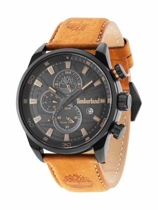 Timberland Henniker II Ανδρικό Ρολόι 46mm Χρονογράφος Μπαταρίας με Καφέ Δερμάτινο Λουράκι