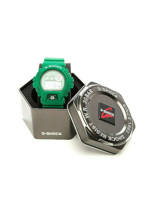 Casio G-Shock Digital Watch Chronograph Battery with Green Rubber Strap