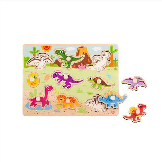 Ξύλινο Παιδικό Puzzle Σφηνώματα Dinosaurs 9pcs Tooky Toys