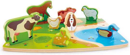 Wooden Kids Peg Puzzle Farm Animal Play for 2+ Years 9pcs Hape