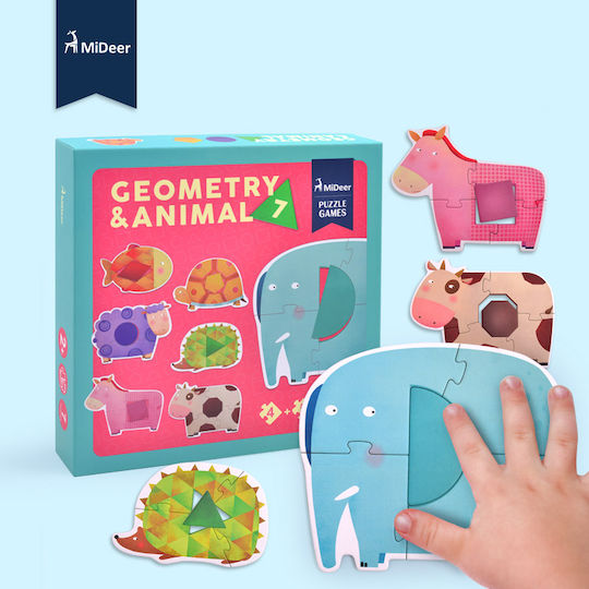 Παιδικό Puzzle Geometry & Animal για 2+ Ετών 32pcs MiDeer