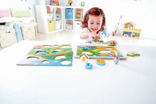 Ξύλινο Παιδικό Puzzle Σφηνώματα Sunny Valley για 1+ Ετών 12pcs Hape