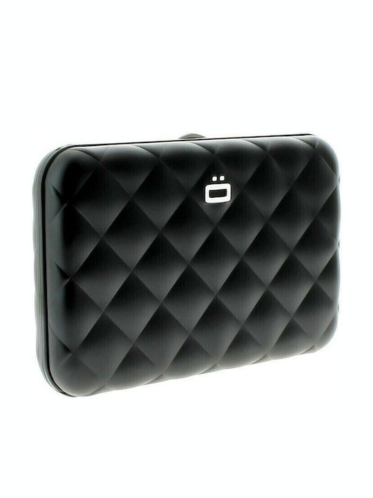 Quilted Button Small Women's Wallet Cards with RFID Black