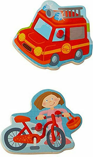 Ξύλινο Παιδικό Puzzle Σφηνώματα Clutching In the city για 3+ Ετών 6pcs Haba