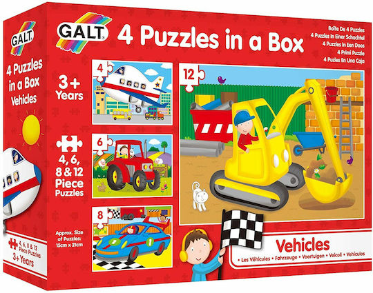 Детски Пъзел 4 Puzzles in a Box - Vehicles за 3+ години+ Години 12бр Galt Toys