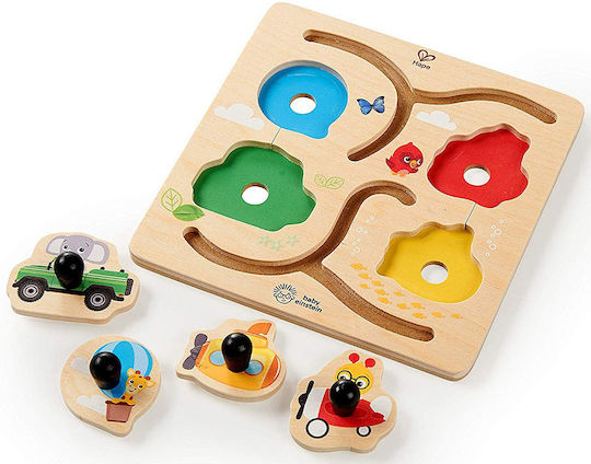 Wooden Kids Puzzle Pegged Paths To Adventure for 1+ Years 4pcs Hape