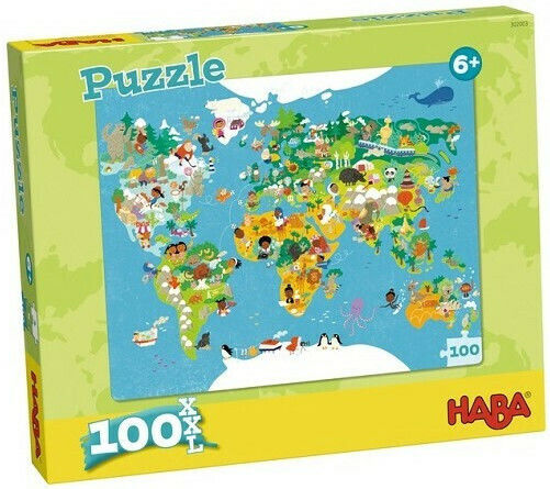 Παιδικό Puzzle Παγκόσμιος Χάρτης για 6+ Ετών 100pcs Haba