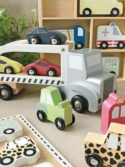 Дървено Детски Пъзел с Шипове Cars за 1.5+ Години 9бр Jabadabado