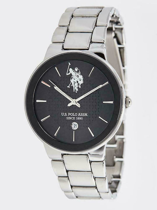U.S. Polo Assn. Logan Ανδρικό Ρολόι 40mm Μπαταρίας με Ασημί Μεταλλικό Μπρασελέ