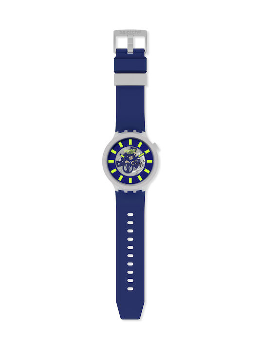 Swatch Limy Blue Men's Watch 47mm Battery with Blue Rubber Strap