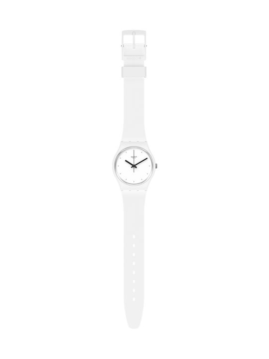 Swatch Think Time Ceas Bărbați 34mm Baterie Cu Curea Din Cauciuc Albă