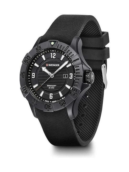 Wenger Seaforce Ανδρικό Ρολόι 43mm Μπαταρίας με Μαύρο Καουτσούκ Λουράκι