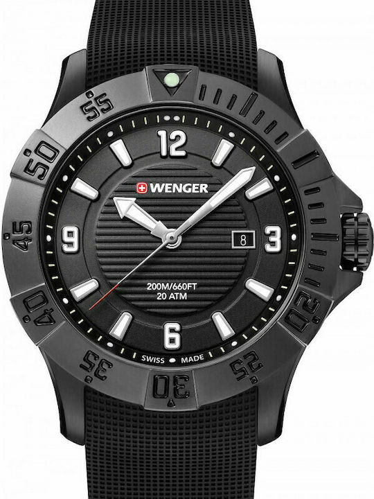 Wenger Seaforce Ανδρικό Ρολόι 43mm Μπαταρίας με Μαύρο Καουτσούκ Λουράκι