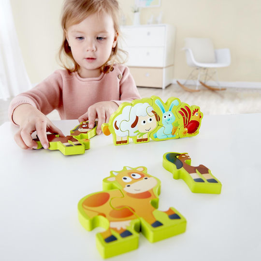 Ξύλινο Παιδικό Puzzle Numbers & Farm Animals 10pcs Hape