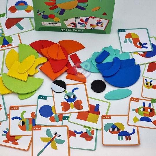 Wooden Kids Peg Puzzle Shapes for 3+ years+ Years 55pcs Tooky Toys