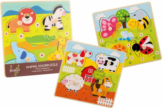 Wooden Kids Peg Puzzle Animals 4pcs Joueco