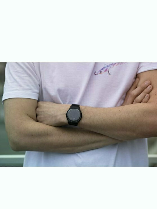 Swatch Blacknyellow Ανδρικό Ρολόι 41mm Μπαταρίας με Μαύρο Καουτσούκ Λουράκι