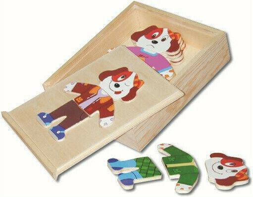 Wooden Kids Peg Puzzle Little Dog Box 10pcs Anelixi