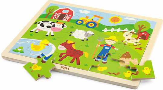 Ξύλινο Παιδικό Puzzle Σφηνώματα 'Αγρόκτημα' για 3+ Ετών 24pcs Viga Toys