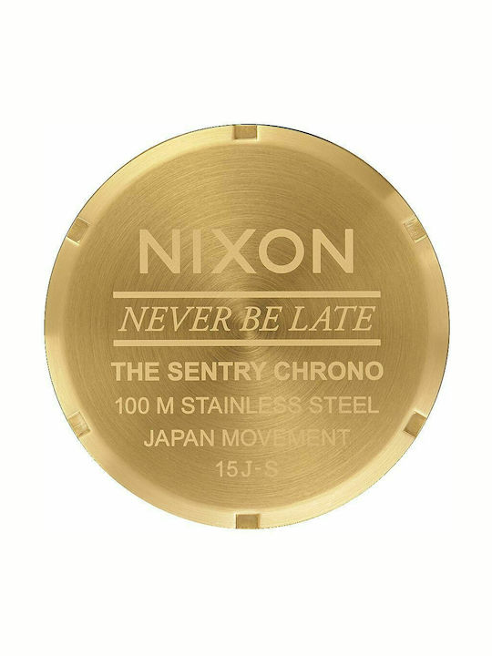 Nixon Ανδρικό Ρολόι 42mm Χρονογράφος Μπαταρίας με Χρυσό Μεταλλικό Μπρασελέ