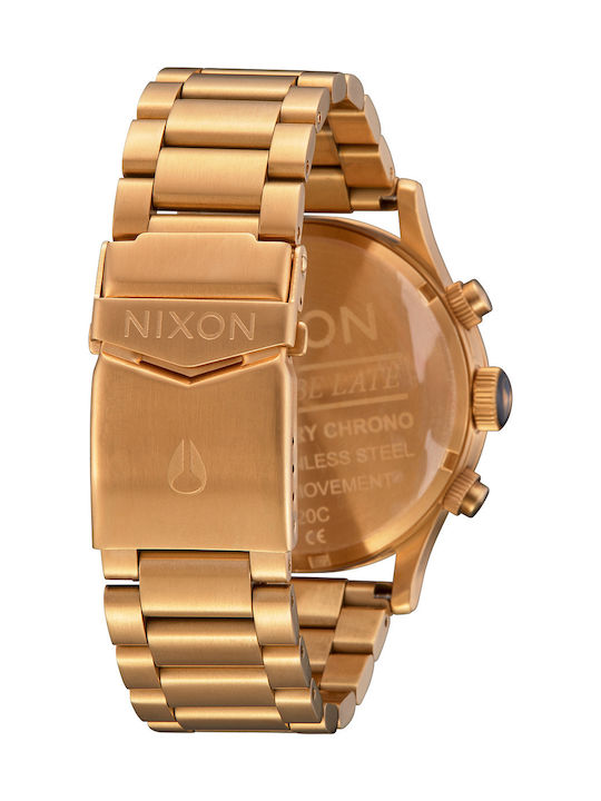Nixon Ανδρικό Ρολόι 42mm Χρονογράφος Μπαταρίας με Χρυσό Μεταλλικό Μπρασελέ