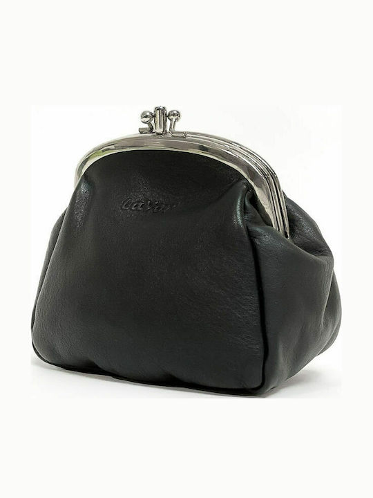 Small Leather Women's Wallet Coins with RFID Black