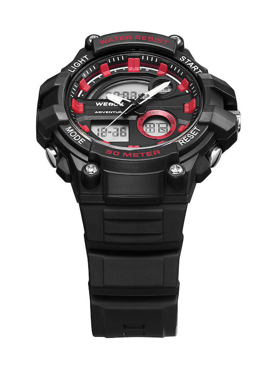 Weide Дигитален Мъжки часовник 52 мм На батерия с Черна каишка от Каучук