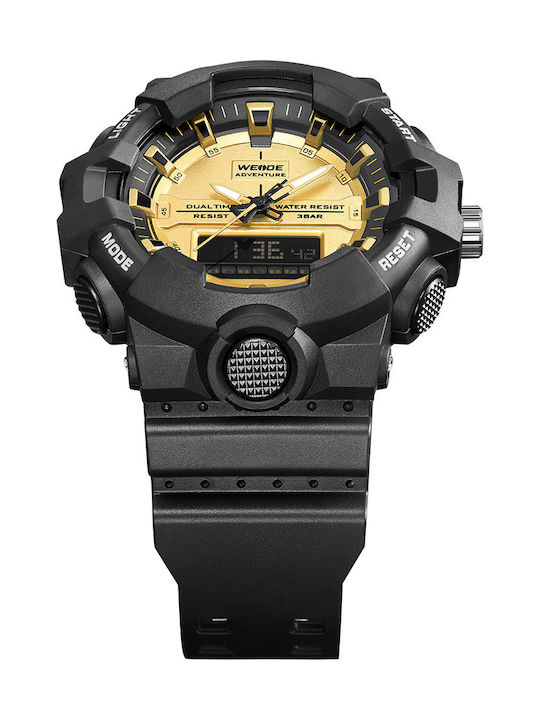 Weide Digital Men's Watch 53mm Battery with Black Rubber Strap