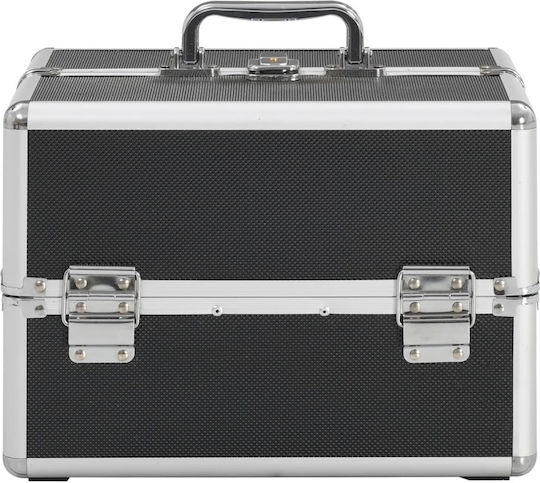 vidaXL Metallic Cosmetic Case Black H21xW22xD30cm