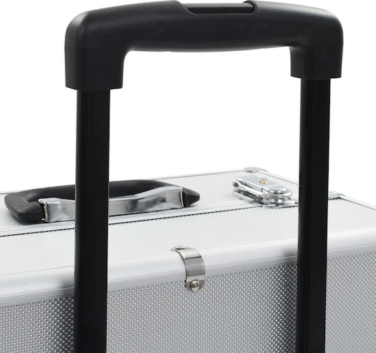 vidaXL Metallic Cosmetic Case Wheeled Silver H74xW37xD24cm