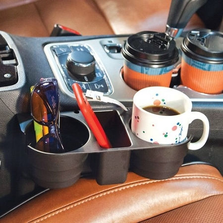 Factory Car Cup Holder Car Valet with Mobile Mount 2 Positions for Console in Black Color