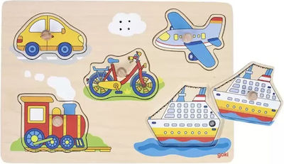 Wooden Kids Peg Puzzle Οχήματα for 1+ Years 6pcs Goki