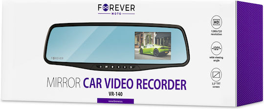 Forever 720P Mirror Car DVR, 3.5" Display with Clip