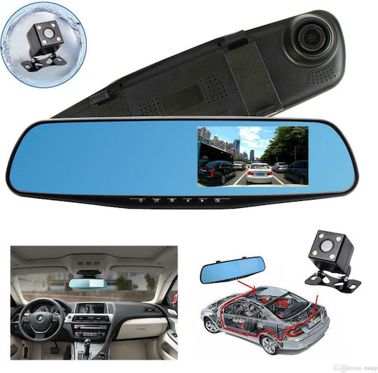 1080P Mirror Car DVR Set with Rear Camera, 4.3" Display with Clip