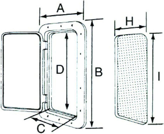 Eval Ușă de punte a bărcii Rectangular L530xL283mm Alb Culoare