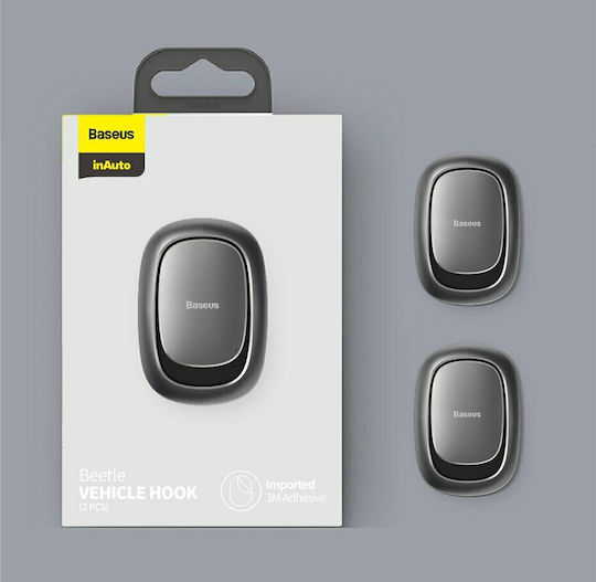 Baseus Beetle Γάντζος Αυτοκινήτου με Αυτοκόλλητη Ταινία Dark Grey 2τμχ