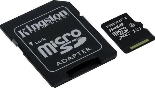 Kingston Canvas Select Plus microSDXC 64GB U1 V10 A1 UHS-I 100MB/s με αντάπτορα