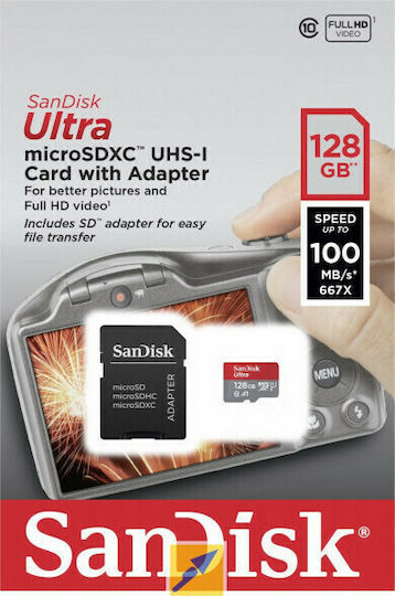 Sandisk Ultra microSDXC 128GB U1 A1 UHS-I 100MB/s with Adapter