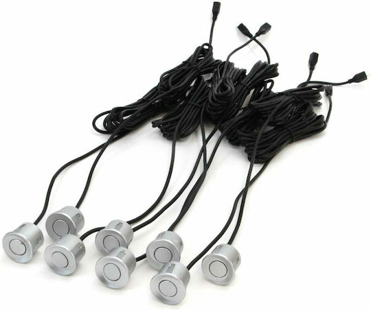 AMiO Σύστημα Παρκαρίσματος Αυτοκινήτου με Buzzer και 8 Αισθητήρες 22mm σε Ασημί Χρώμα