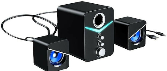 Havit SF123BT Ηχεία Υπολογιστή 2.1 με RGB Φωτισμό και Bluetooth σε Μαύρο Χρώμα