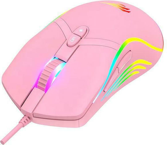 Havit MS1026 RGB Gaming Ποντίκι 6400 DPI Ροζ