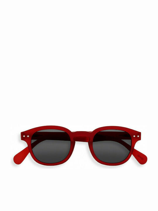 Izipizi C Sun Sunglasses with Red Crystal Plastic Frame and Gray Lens