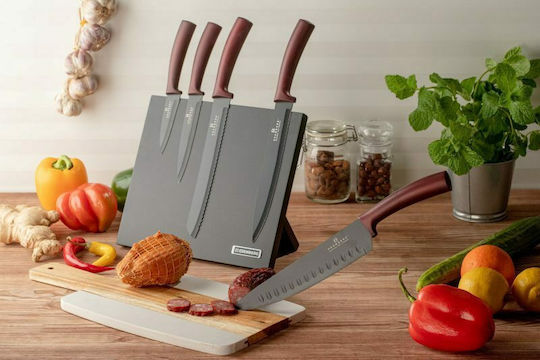 Edenberg Messerset mit Block aus rostfreiem Stahl 20cm 6Stück
