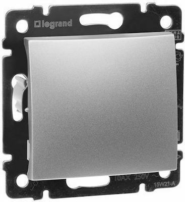 Legrand Valena 06 Recessed Electrical Lighting Wall Switch no Frame Basic Aller Retour Brilliant Aluminium