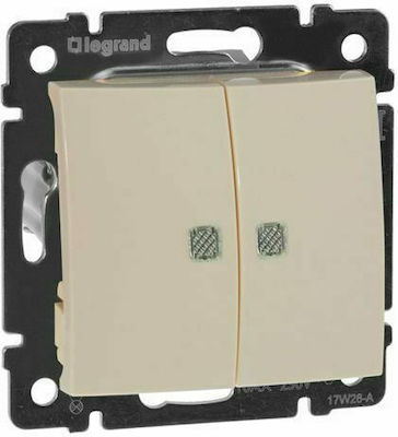 Legrand Valena 28 Recessed Electrical Lighting Wall Switch no Frame Basic Illuminated Ivory